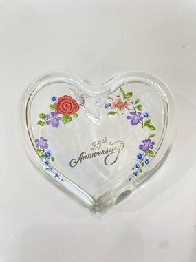 Fenton Art Glass 25th Anniversary heart-shaped trinket box